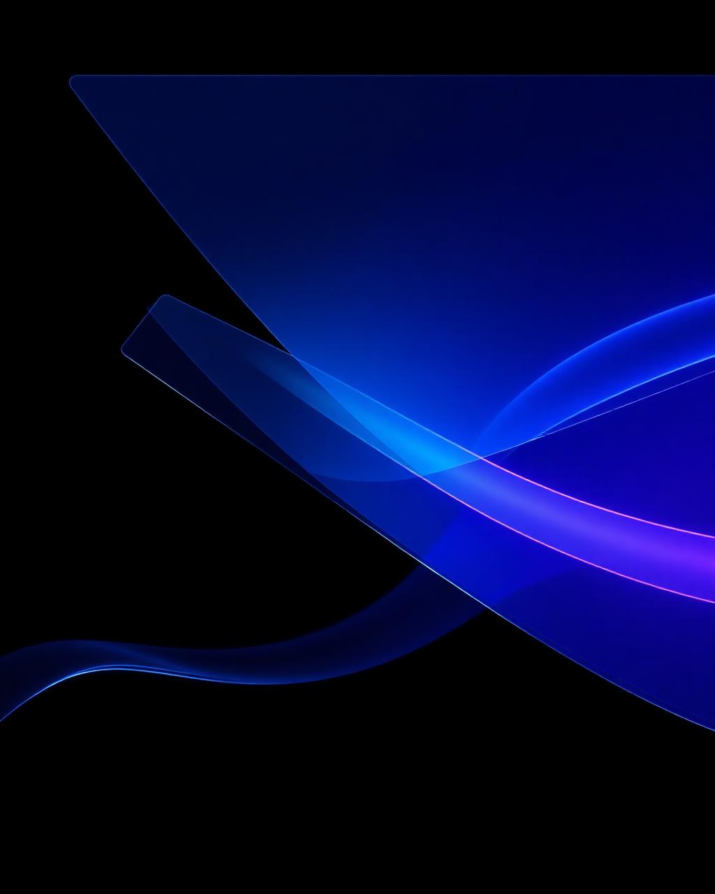 Abstract layered glass panels and gradient light ribbons representing digital craft